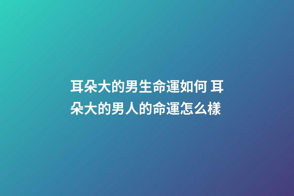 耳朵大的男生命運如何 耳朵大的男人的命運怎么樣-第1張-觀點-玄機派